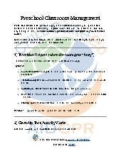 Preschool Classroom Management