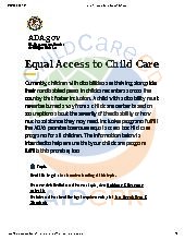 Equal Access to Child Care Under the Americans with Disabilities Act