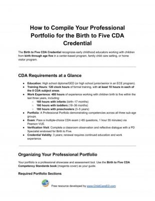 How to Compile Your Professional Portfolio for the Birth to Five CDA Credential