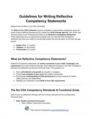 Guidelines for Writing Reflective Competency Statements (Birth to Five)