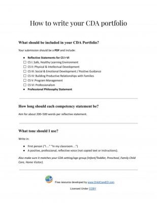 How to write your CDA portfolio