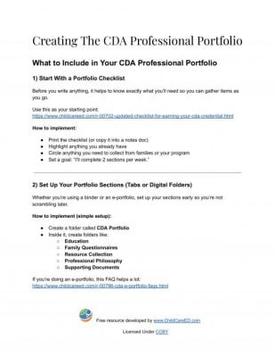 Creating The CDA Professional Portfolio