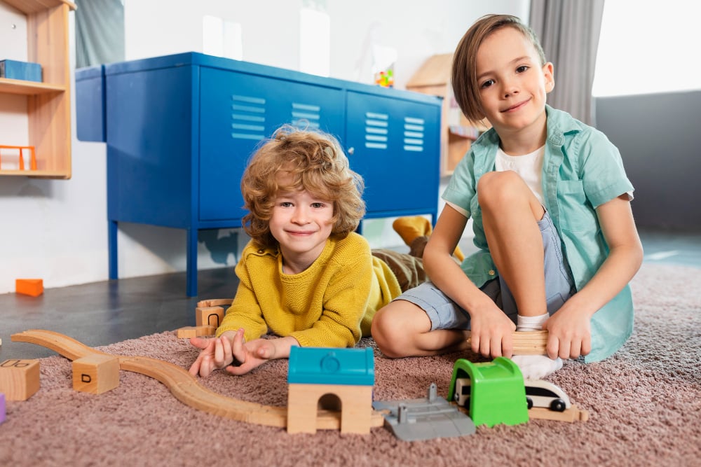 Two Children Engaged in Playtime Activities