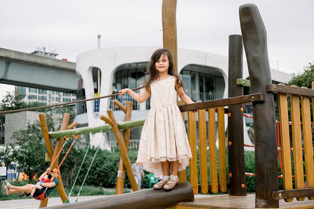 Joyful Girl on Playground Structure
