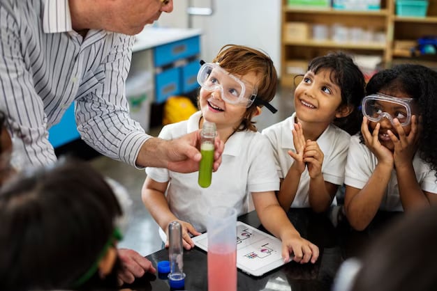 Excited Children Engaged in Science Experiment