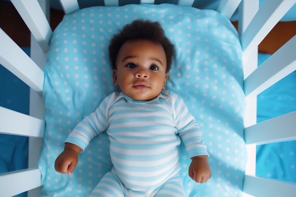 Curious Baby in a Cozy Crib