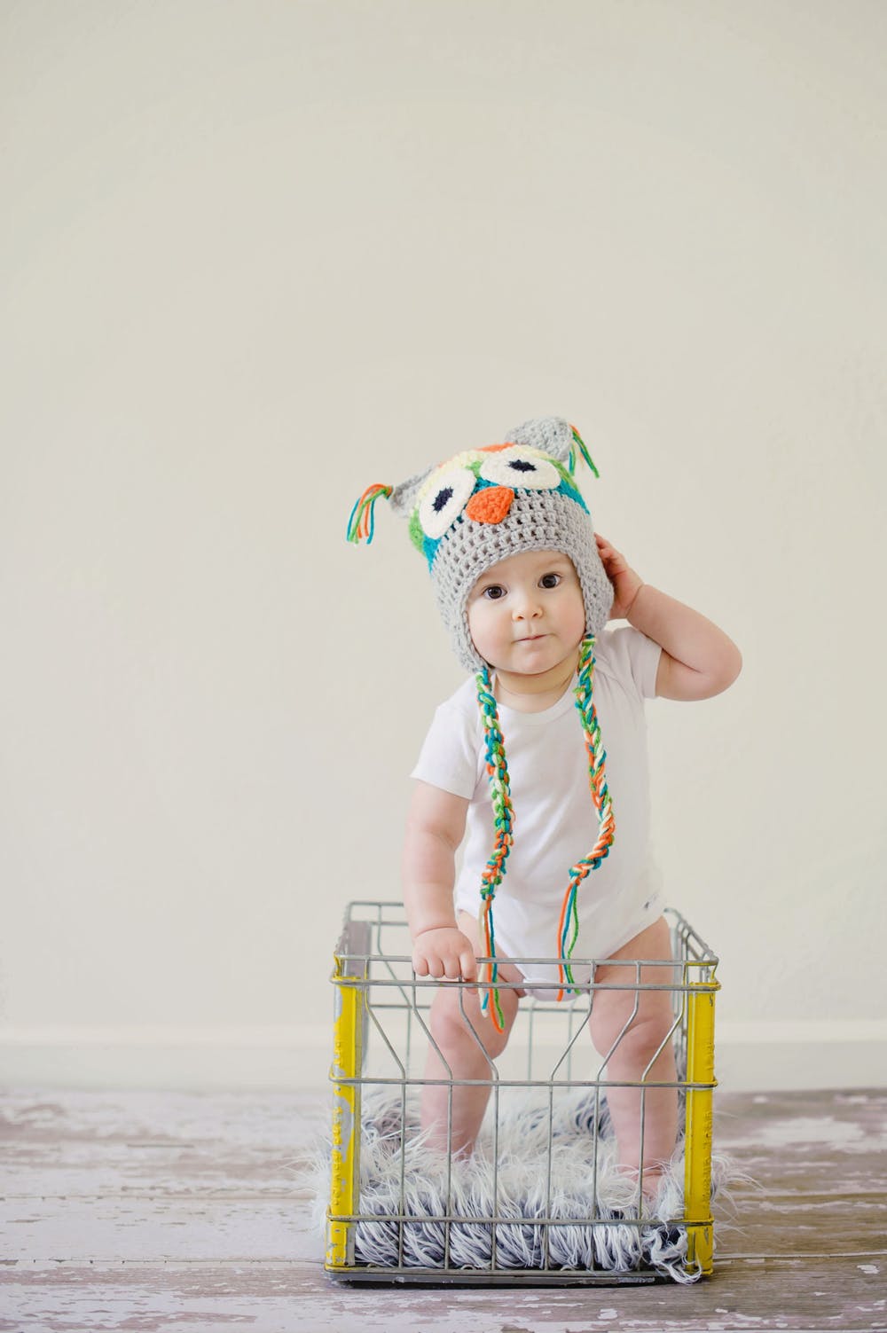 Adorable Baby in Owl Hat